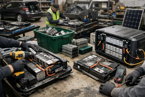 Reparatur, Recycling und Zweitleben von E-Auto-Batterien in einer Hochvolt-Werkstatt