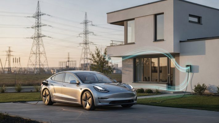 Macht bidirektionale Energieflüsse (V2H/V2G) schnell verständlich, ohne erklärenden Text im Bild zu benötigen.