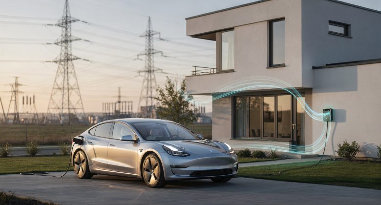 Macht bidirektionale Energieflüsse (V2H/V2G) schnell verständlich, ohne erklärenden Text im Bild zu benötigen.