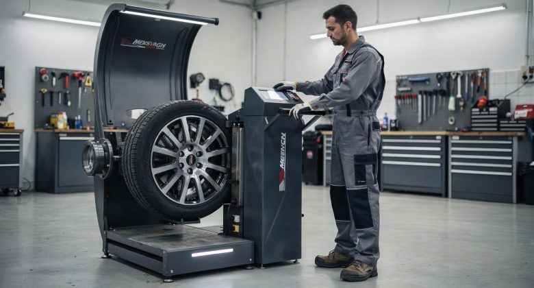 Zeigt konkret den Prozess des Reifen-Auswuchtens und macht den Werkstattablauf greifbar.
