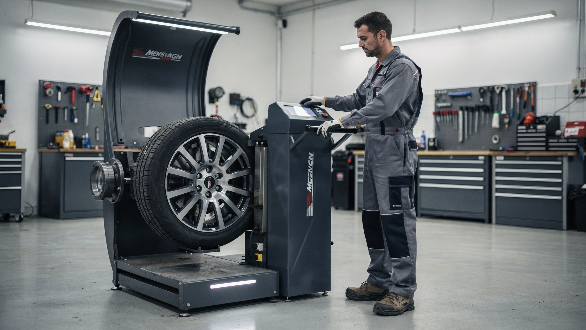 Zeigt konkret den Prozess des Reifen-Auswuchtens und macht den Werkstattablauf greifbar.