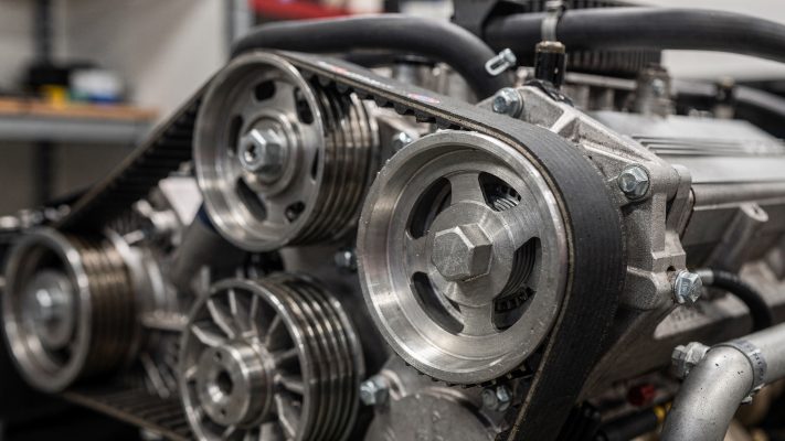 Zeigt das zentrale Bauteil des Artikels direkt und hilft Lesern, den Keilrippenriemen im Motorraum visuell einzuordnen.