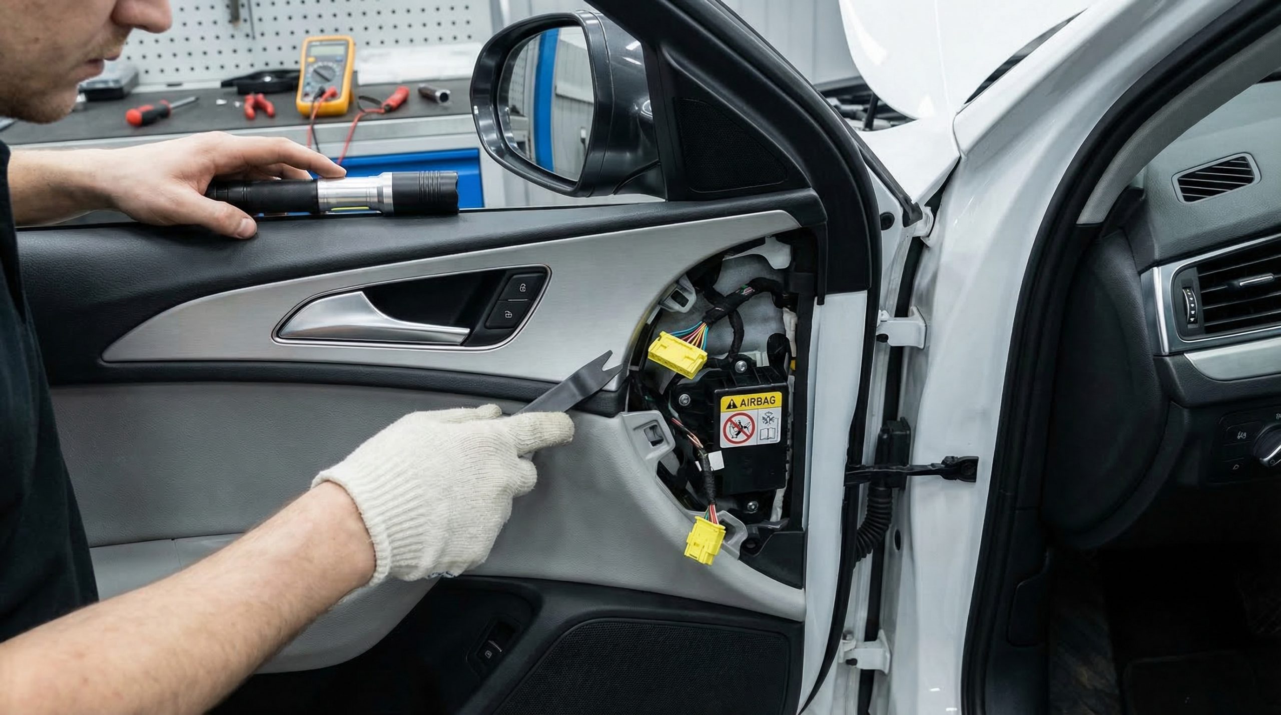 Demontieren Sie Verkleidungen nur dann selbst, wenn Sie wissen, was Sie tun. Sobald Sie gelbe Stecker, Airbag-Hinweise oder&hellip;