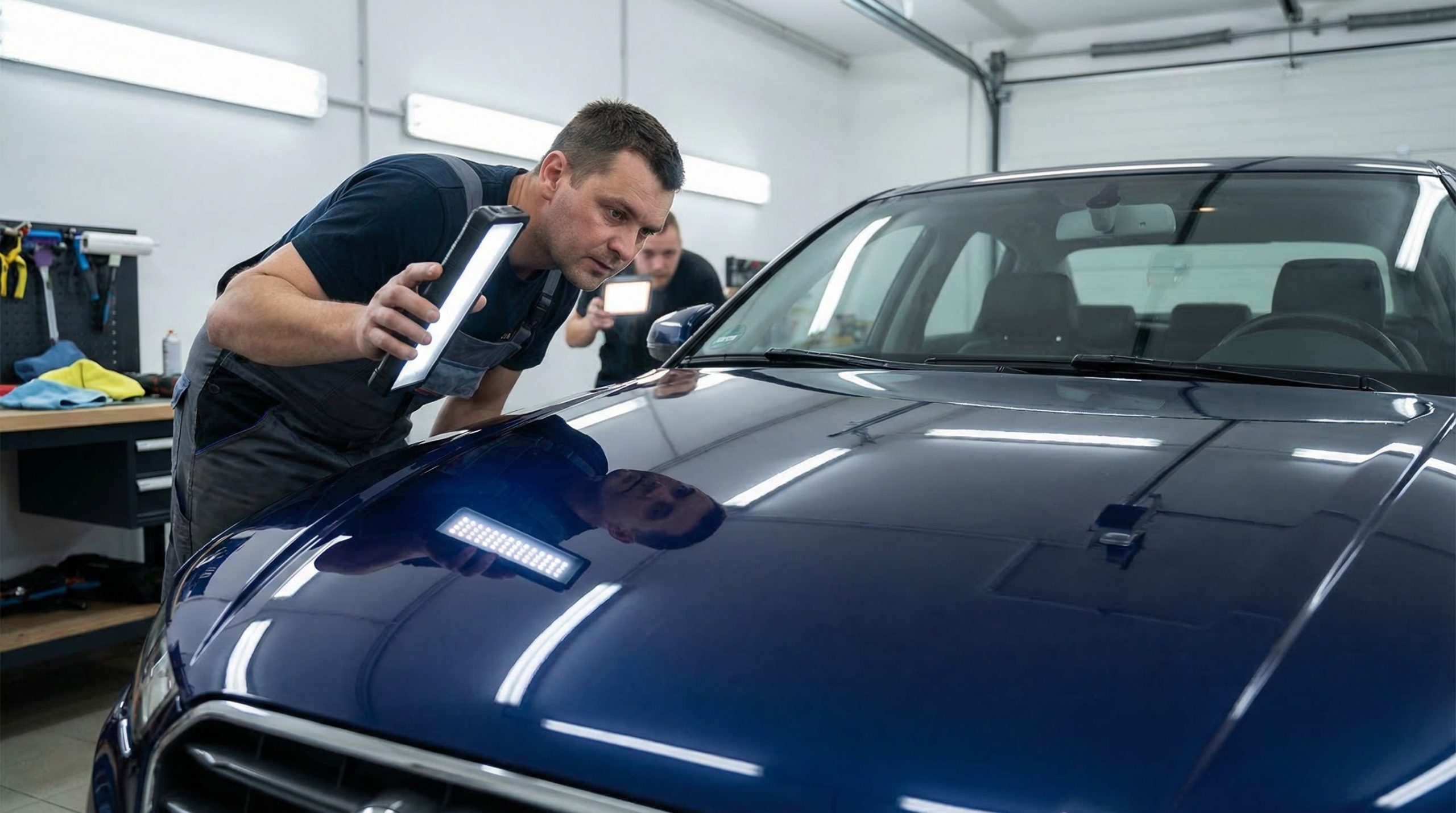 Bei kleinen Dellen entscheidet die Kontrolle im Licht &uuml;ber die Qualit&auml;t. Pr&uuml;fen Sie die Fl&auml;che deshalb in mehreren&hellip;