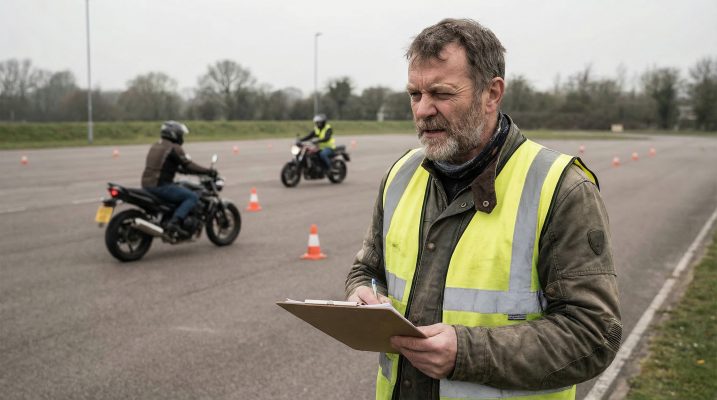 Das Bild illustriert die Rolle des Trainers beim Erkennen und Korrigieren von Fahrfehlern und unterstreicht die Lernatmosphäre des Trainings.