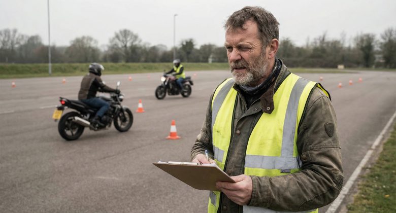Das Bild illustriert die Rolle des Trainers beim Erkennen und Korrigieren von Fahrfehlern und unterstreicht die Lernatmosphäre des Trainings.