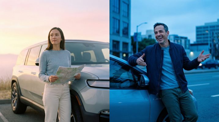 Dieses Bild visualisiert die persönliche Entscheidung zwischen zwei Fahrstilen emotional durch Charakter und Stimmung der Protagonisten, ansprechend und differenziert.