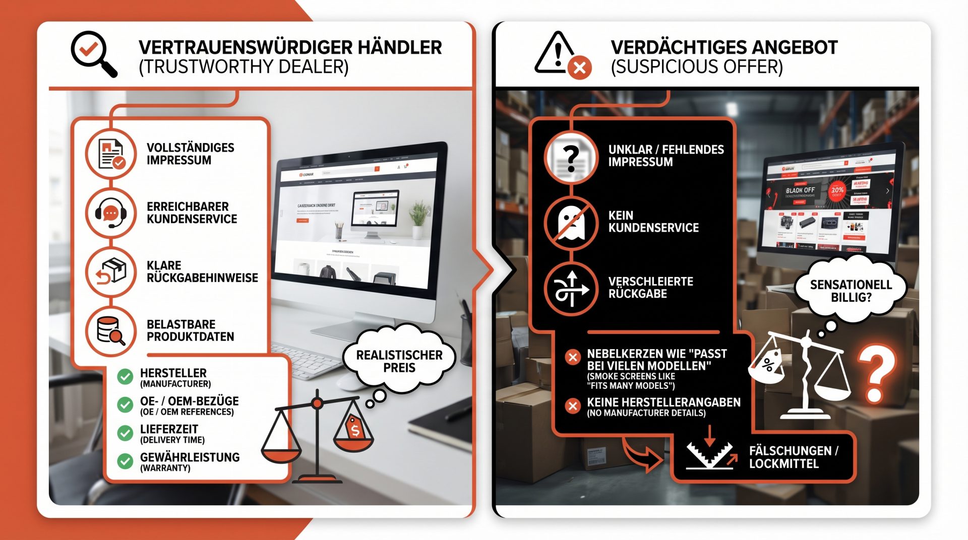 Vertrauenswürdige Händler für Ersatzteile online bieten vollständiges Impressum, erreichbaren Kundenservice und klare…