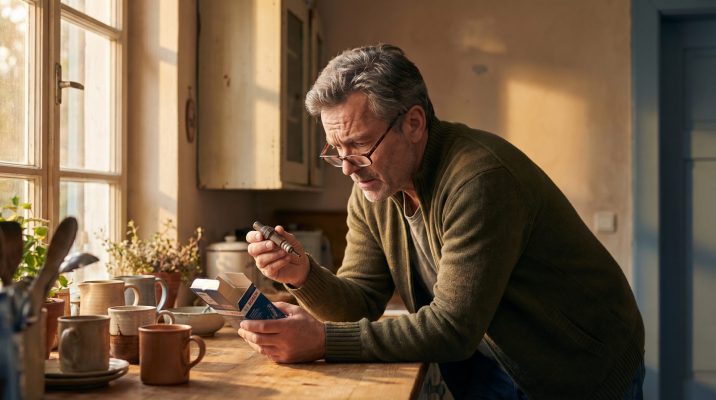 Das Bild zeigt die emotionale Unsicherheit und Vorsicht beim Online-Kauf, die der Artikel beschreibt, und stellt eine direkte Verbindung zum Leser her.