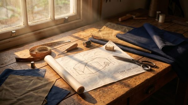 Das Stillleben erzählt die Geschichte der sorgfältigen Planung und Umsetzung – es weckt Neugier und Ehrfurcht vor dem handwerklichen Entstehungsprozess der Regenhaube.