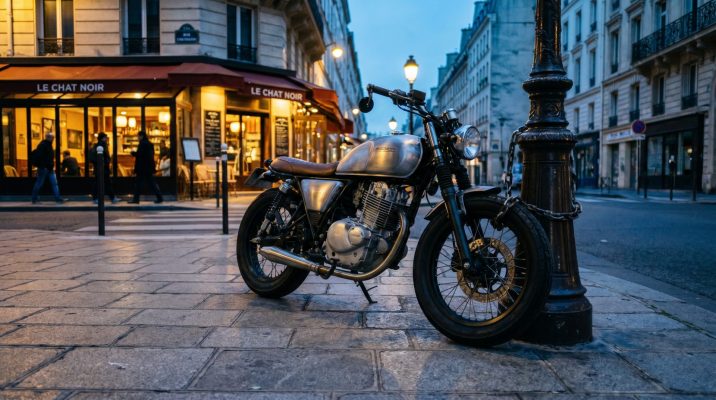 Diese Szene vermittelt das zentrale Thema der Sicherheit durch clevere Standortwahl und zeigt, wie urbane Umgebung zum Schutzraum wird, wodurch Ruhe und Vertrauen entstehen.