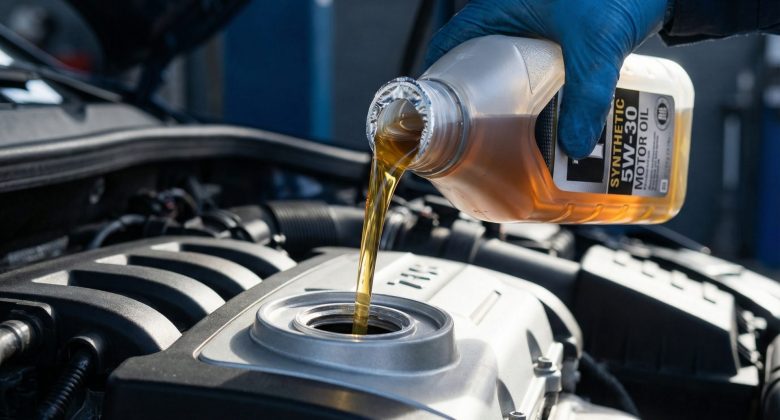 Diese Aufnahme bringt Dynamik und Hoffnung, zeigt den bewussten Schritt des Nachfüllens als Akt der Pflege und Verlängerung der Motorlebensdauer in einem modernen Kontext.