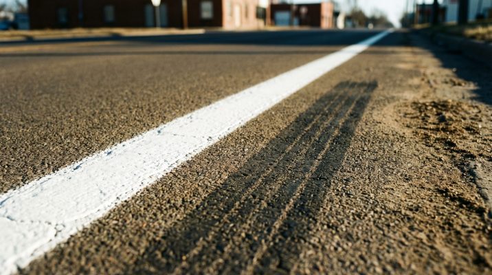 Das Bild erzählt die Geschichte der neuen Straßenstruktur und sensibilisiert für die Bedeutung von klaren Grenzen und Rücksicht im Straßenverkehr.