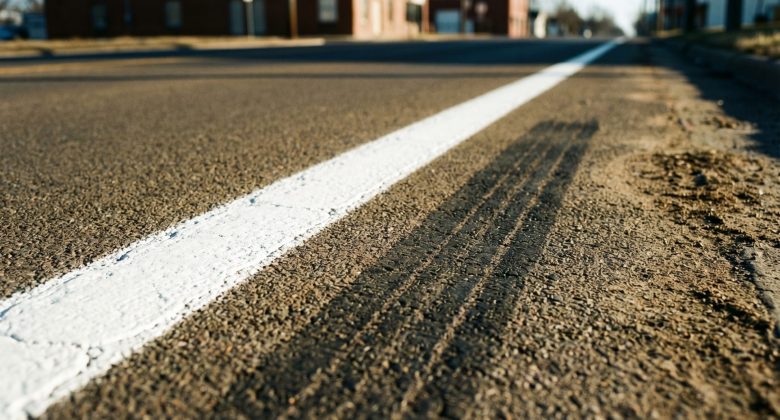 Das Bild erzählt die Geschichte der neuen Straßenstruktur und sensibilisiert für die Bedeutung von klaren Grenzen und Rücksicht im Straßenverkehr.